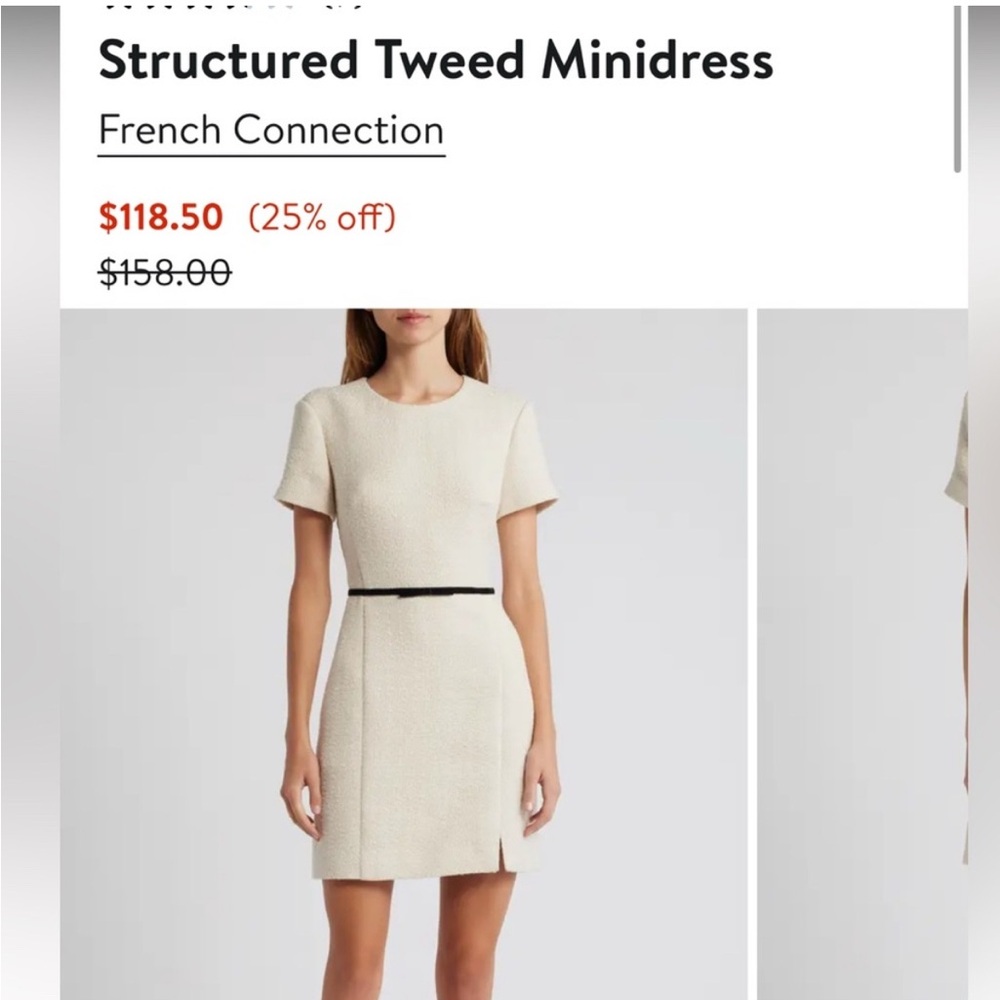 French Connection Cream Tweed Minidress